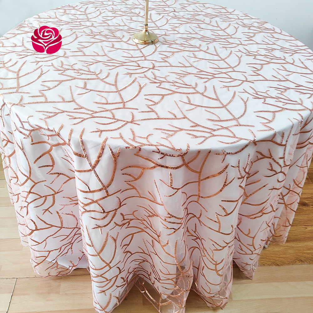 Luxury Blush Glitter Rectangle Table Cloth Overlay 120 Inch Sequin Round Tablecloth For Wedding Party Decoration