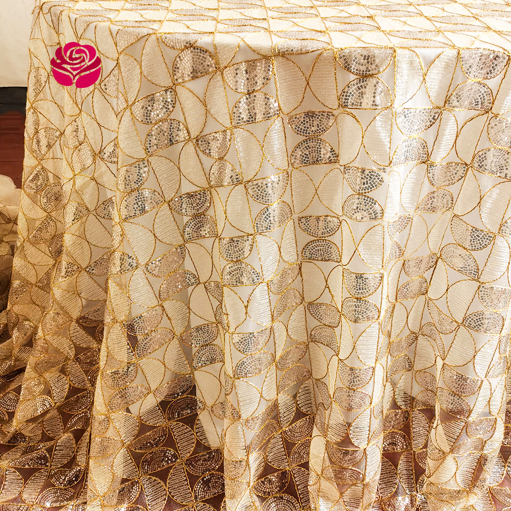 Custom Luxury Fancy Gold Rectangular Designer Restaurant Party Hotel Event Wedding Table Cloth