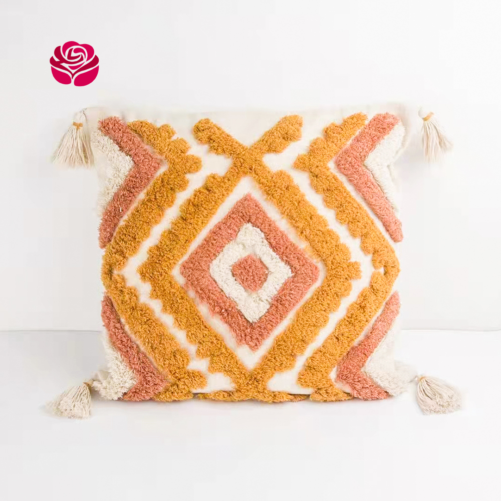 45x45 Bule Moroccan Boho Decorative Throw pillowcase Geometry Tassel Fringe Cushioncover Home Sofa Bed Decor