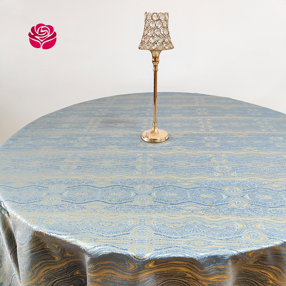 Hualai Wholesale Costom Van Gogh Painting Style Round Rectangle Boho Elegant Jacquard Polyester Blue Table Cloth Cover For Wedding Banquet