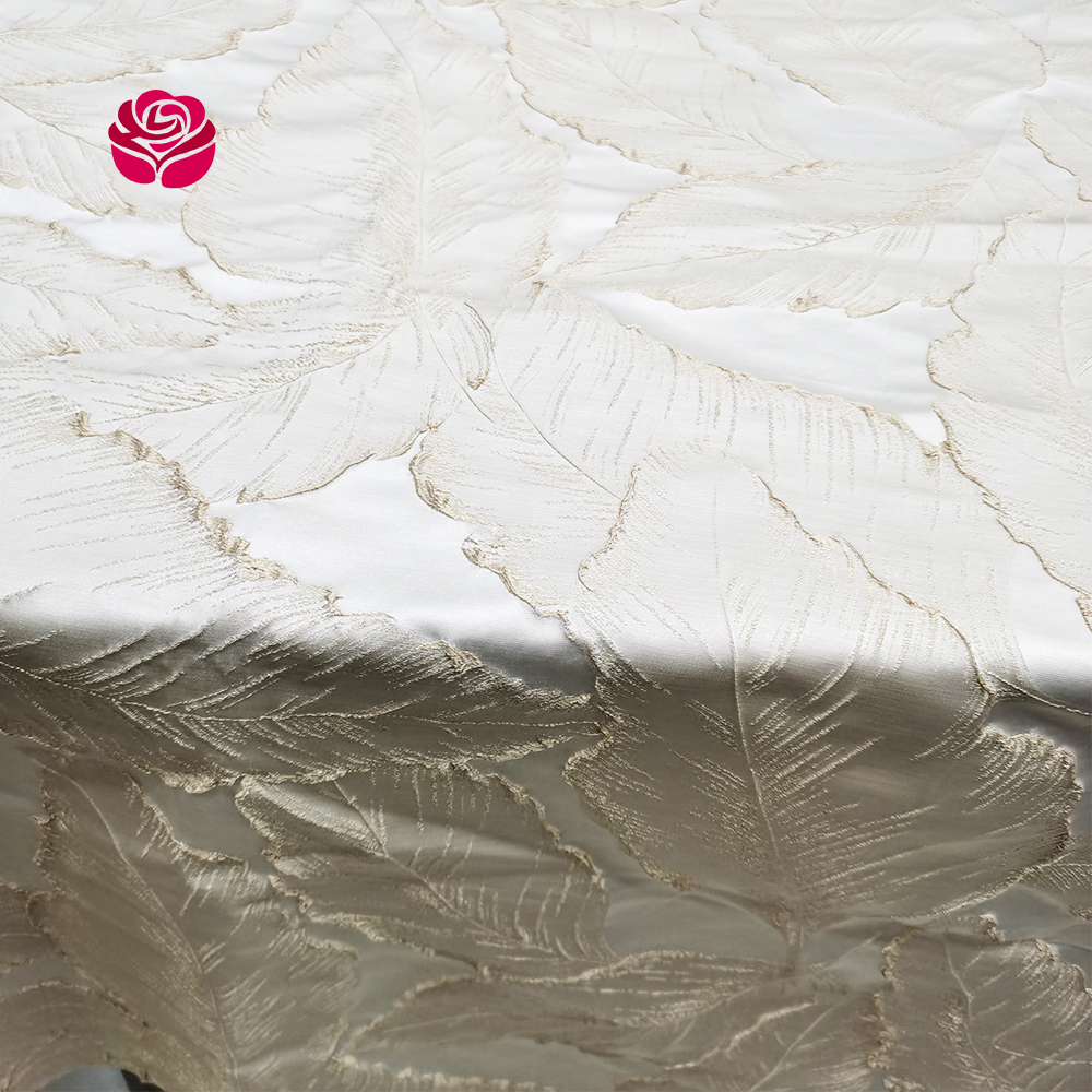 Hualai Wholesale Costom Luxury Jacquard Leaf Design Tablecloth Cover Protector For Wedding Banquet Party