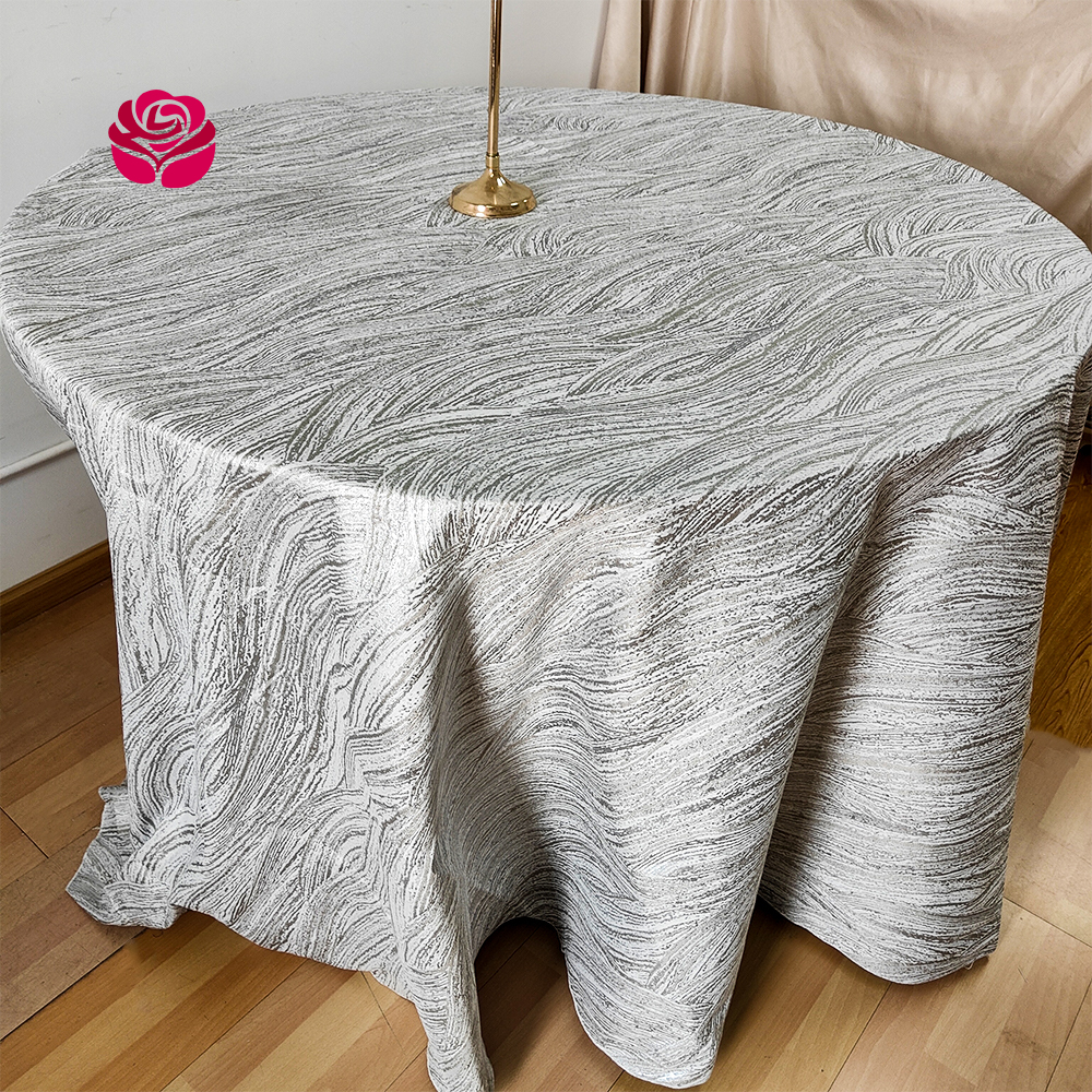 Hualai Wholesale Costom Round Rectangle Stripe Jacquard Polyester Table Protector Table Cover For Wedding Banquet Party