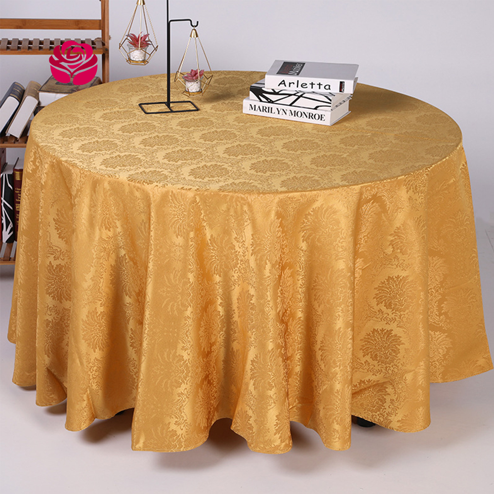 Hualai Wholesale Custom Fancy Elegant Jacquard Damask Table Cover For Hotel Banquet