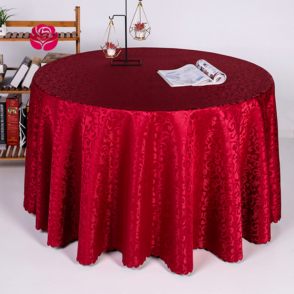 Hualai Wholesale Custom European Luxury Red Wine Round Rectangle Table Cloth Linen For Events Hotel Banquet，Table Protector