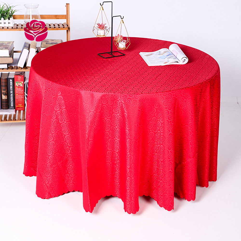 Hualai Wholesale Custom Cheap Circular Jacquard Damask Polyester Table Decor Table Cloth Cover For Wedding Banquet Hotel