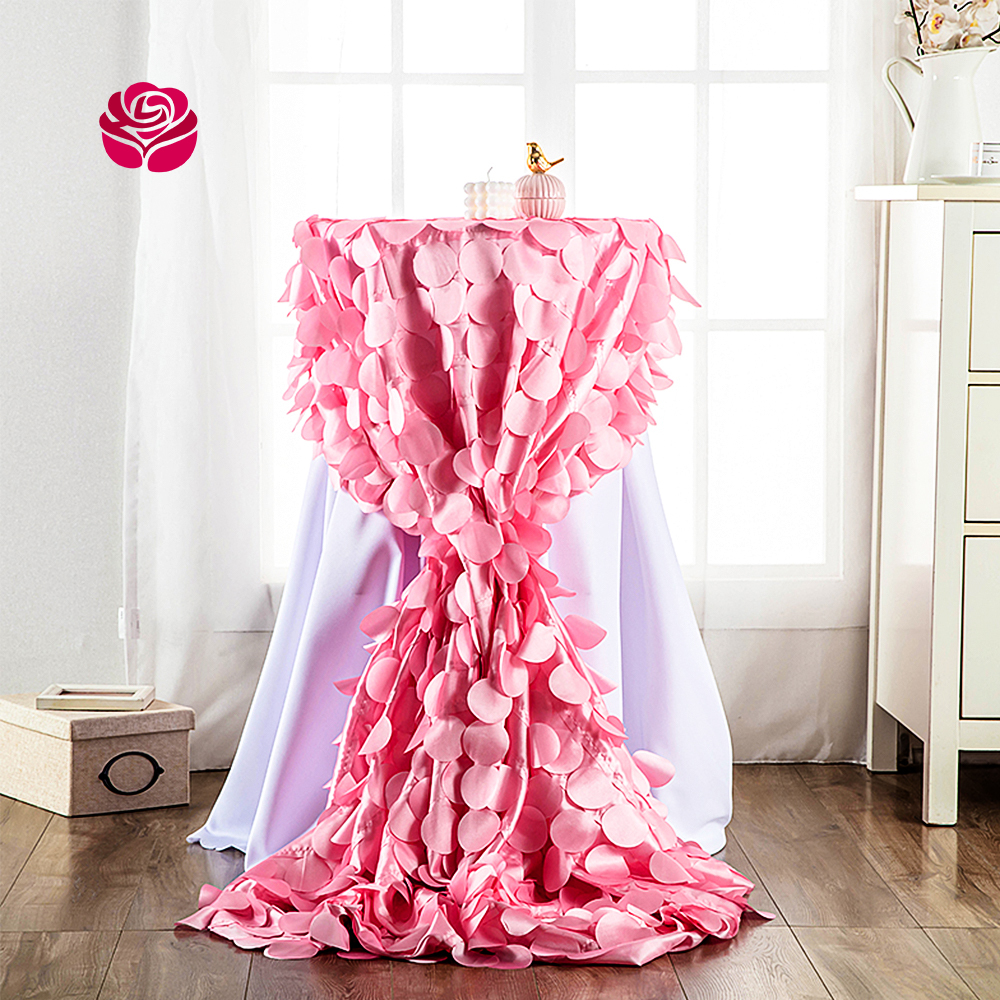 Hualai Wholesale Custom  Romantic High Quality Taffeta Petal Table Cloth For  For Wedding Ceremony Cake Table Sweet Heart Table, Bridal Shower Decoration